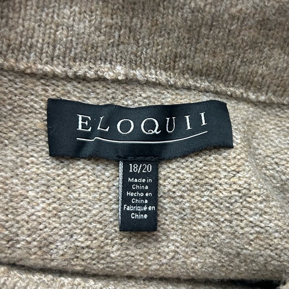 NEW ELOQUII 18/20 Short Sleeve Sweater Dress Oatmeal Neutral CozyCore Ruched - Picture 10 of 13